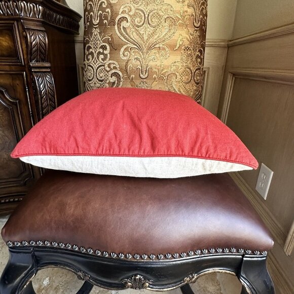 Envogue Decorative Pillow Pumpkin Patch Embroidered Down Fill 19" x 19" EUC - Picture 7 of 10